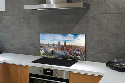 Panel szklany do Kuchni Panorama z Widokiem na Kościół Mariacki