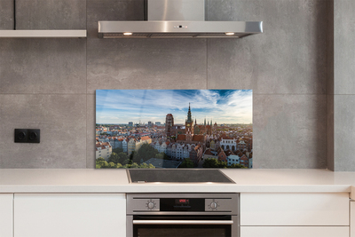 Panel szklany do Kuchni Panorama z Widokiem na Kościół Mariacki