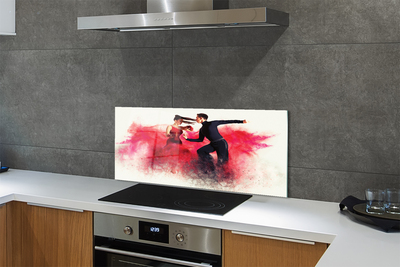 Szklany Panel Taniec w Czerwonym Dymie