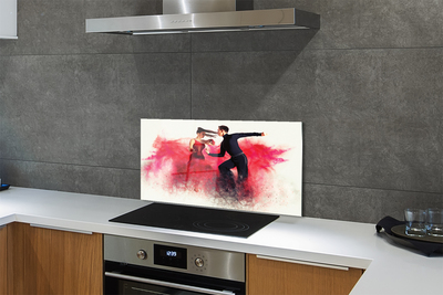 Szklany Panel Taniec w Czerwonym Dymie