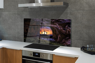 Szkło Ozdobne do Kuchni Trzy Krzyże o Zachodzie Słońca