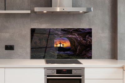 Szkło Ozdobne do Kuchni Trzy Krzyże o Zachodzie Słońca