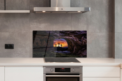 Szkło Ozdobne do Kuchni Trzy Krzyże o Zachodzie Słońca