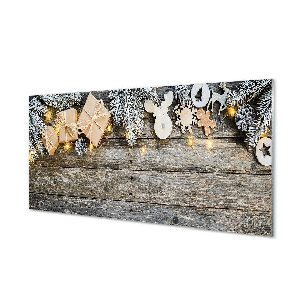 Panel szklany do Kuchni Gałązki Jodły i Prezenty