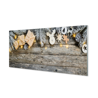 Panel szklany do Kuchni Gałązki Jodły i Prezenty