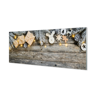 Panel szklany do Kuchni Gałązki Jodły i Prezenty