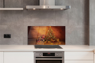 Szklany Panel Świąteczne Drzewko z Lampkami