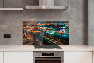 Panel szklany do Kuchni Nocna Panorama nad Motławą