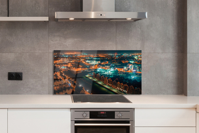 Panel szklany do Kuchni Nocna Panorama nad Motławą