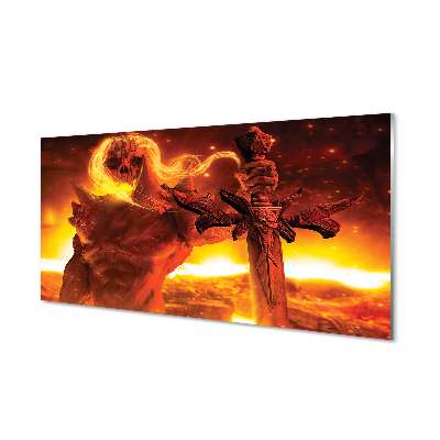 Szkło do Kuchni na Ścianę Tajemnicza Postać z Mieczem