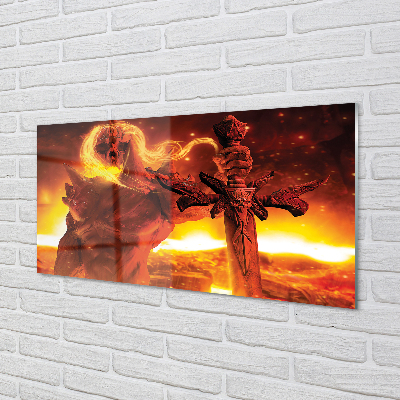 Szkło do Kuchni na Ścianę Tajemnicza Postać z Mieczem