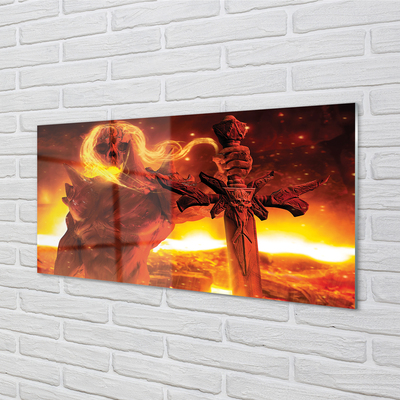 Szkło do Kuchni na Ścianę Tajemnicza Postać z Mieczem