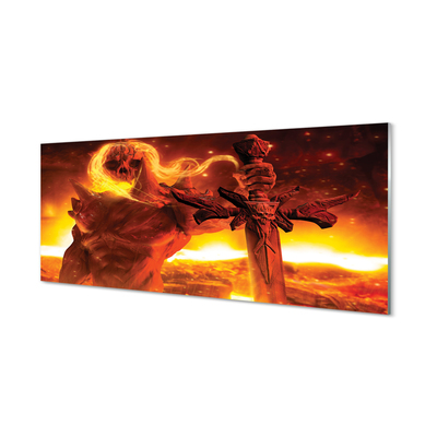 Szkło do Kuchni na Ścianę Tajemnicza Postać z Mieczem