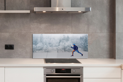 Szkło do Kuchni na Ścianę Człowiek w Zimowym Lesie