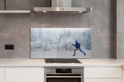 Szkło do Kuchni na Ścianę Człowiek w Zimowym Lesie