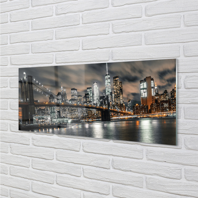 Panel szklany do Kuchni Nocny Pejzaż Miejski z Mostem