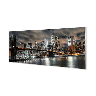 Panel szklany do Kuchni Nocny Pejzaż Miejski z Mostem
