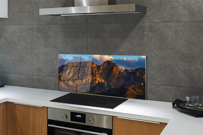 Szklany Panel Ognisty Zachód Słońca w Górach