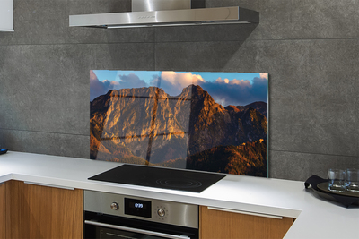 Szklany Panel Ognisty Zachód Słońca w Górach