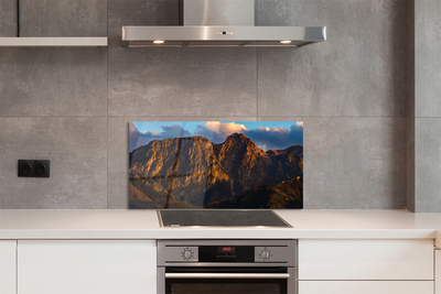 Szklany Panel Ognisty Zachód Słońca w Górach