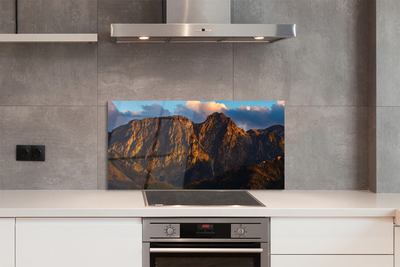 Szklany Panel Ognisty Zachód Słońca w Górach