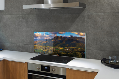 Panel szklany do Kuchni Złota Godzina nad Szczytami