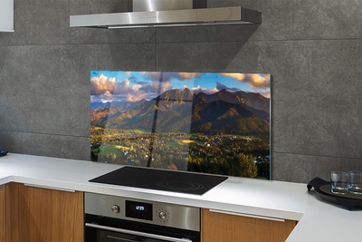 Panel szklany do Kuchni Złota Godzina nad Szczytami