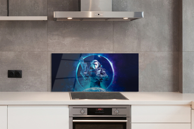 Szkło do Kuchni na Ścianę Kobieta na tle Księżyca w Kosmosie