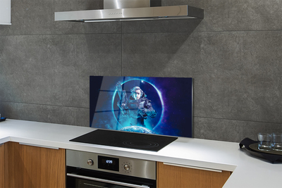 Szkło do Kuchni na Ścianę Kobieta na tle Księżyca w Kosmosie