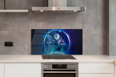 Szkło do Kuchni na Ścianę Kobieta na tle Księżyca w Kosmosie