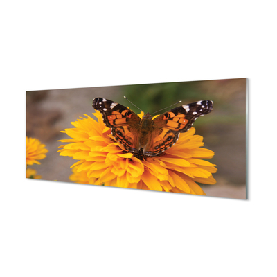 Panel Szklany Kolorowy motyl kwiat