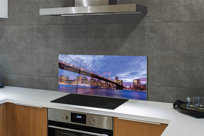 Panel szklany do Kuchni Wieżowce i Most o Zachodzie