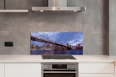 Panel szklany do Kuchni Wieżowce i Most o Zachodzie