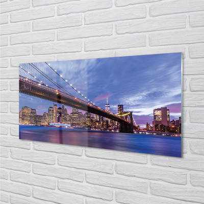 Panel szklany do Kuchni Wieżowce i Most o Zachodzie
