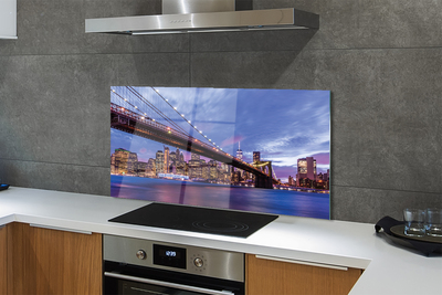 Panel szklany do Kuchni Wieżowce i Most o Zachodzie