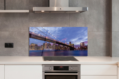 Panel szklany do Kuchni Wieżowce i Most o Zachodzie