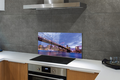 Panel szklany do Kuchni Wieżowce i Most o Zachodzie