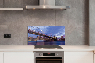 Panel szklany do Kuchni Wieżowce i Most o Zachodzie