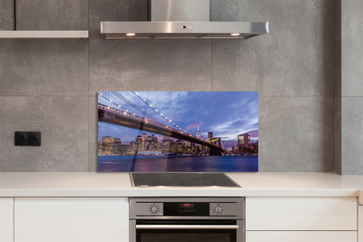 Panel szklany do Kuchni Wieżowce i Most o Zachodzie