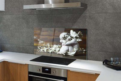 Szklany Panel Śpiący Aniołek i Polne Kwiaty