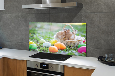 Szkło do Kuchni na Ścianę Wielkanocne Zające i Jajka