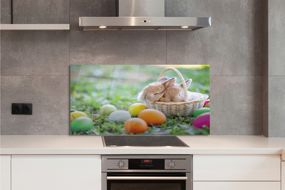 Szkło do Kuchni na Ścianę Wielkanocne Zające i Jajka