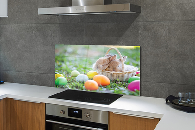 Szkło do Kuchni na Ścianę Wielkanocne Zające i Jajka