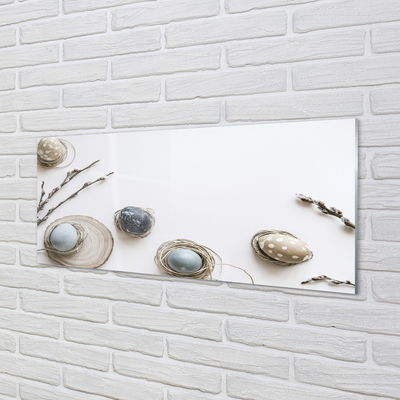 Szkło do Kuchni na Ścianę Wielkanocne Pisanki i Bazie