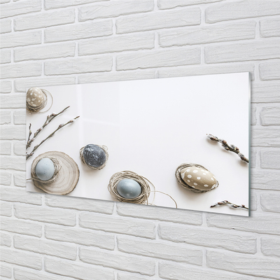 Szkło do Kuchni na Ścianę Wielkanocne Pisanki i Bazie