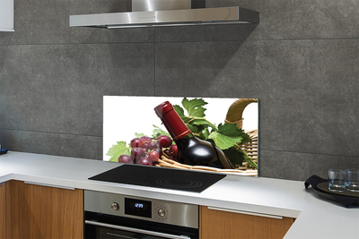 Panel szklany do Kuchni Kosz Pełen Winogron i Wino