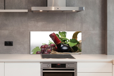 Panel szklany do Kuchni Kosz Pełen Winogron i Wino