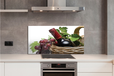 Panel szklany do Kuchni Kosz Pełen Winogron i Wino