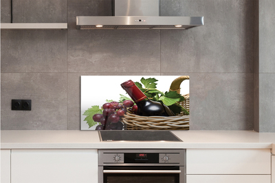 Panel szklany do Kuchni Kosz Pełen Winogron i Wino