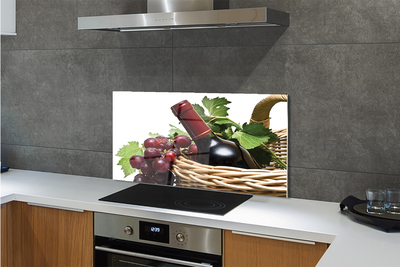 Panel szklany do Kuchni Kosz Pełen Winogron i Wino